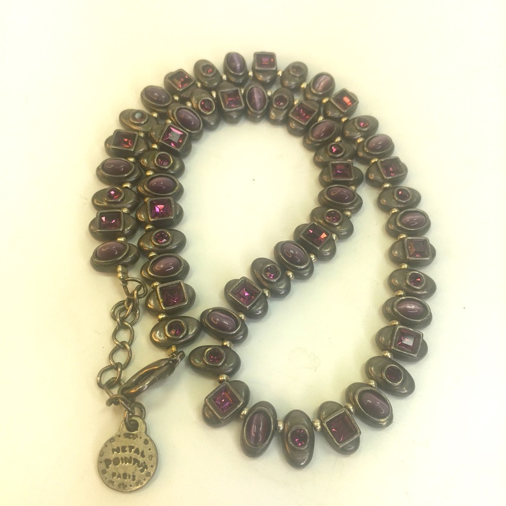 Metal Pointu’s brutalist necklace amethyst Paris